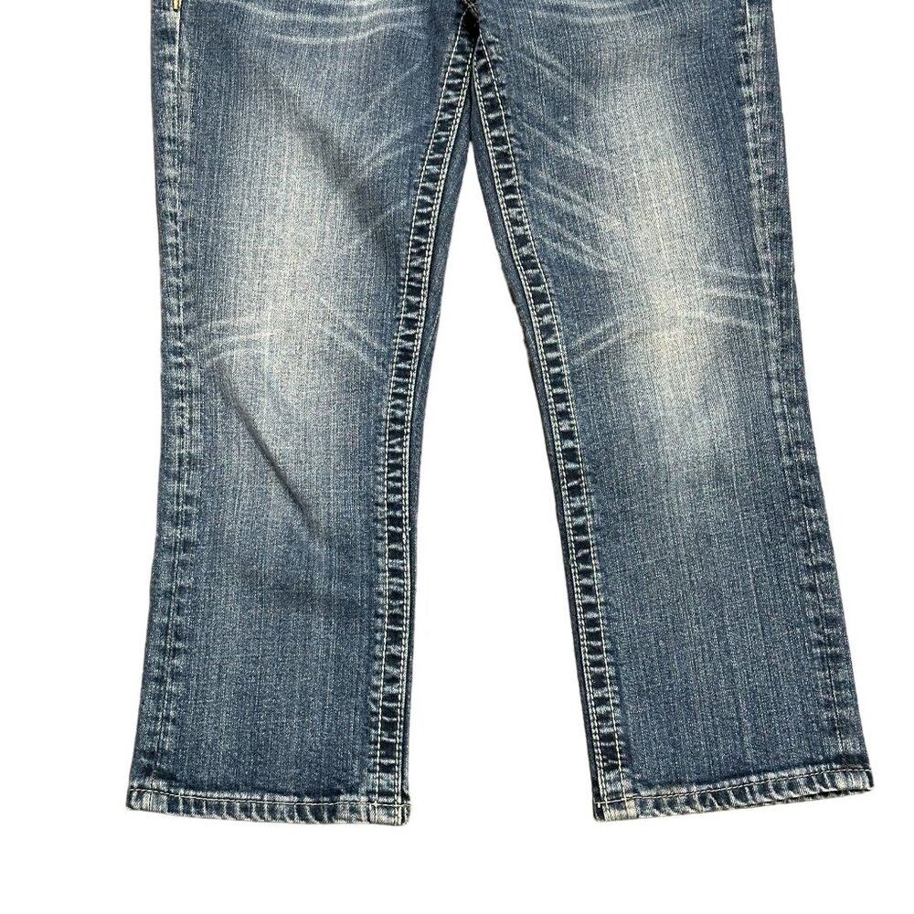 Miss Me 27 Capri Blue Jeans Fluer De Lis Embroidered Bling Distressed JP5455P - Picture 6 of 16